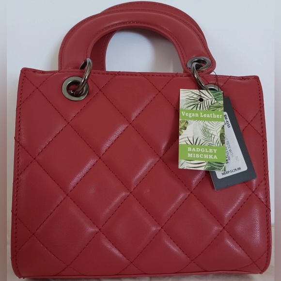 Badgley Mischka Red Mini Quilted Bag NWT - Picture 3 of 6